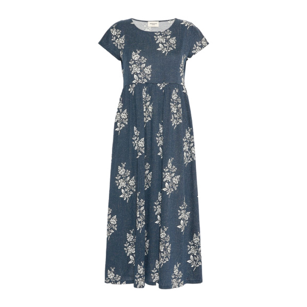 Max Mara Gufo Long Printed Jersey Dress in Navy | Maxi Dresses | Luxury Shoes 