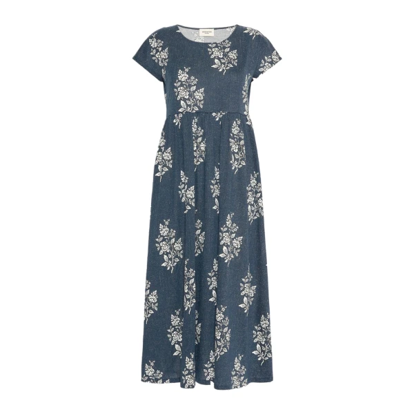 Max Mara Gufo Long Printed Jersey Dress in Navy | Maxi Dresses | Luxury Shoes 