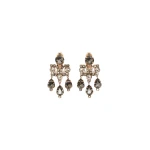 Max Mara Guglia Crystal Chandelier Earrings in Light Grey | Earrings | Luxury Shoes 