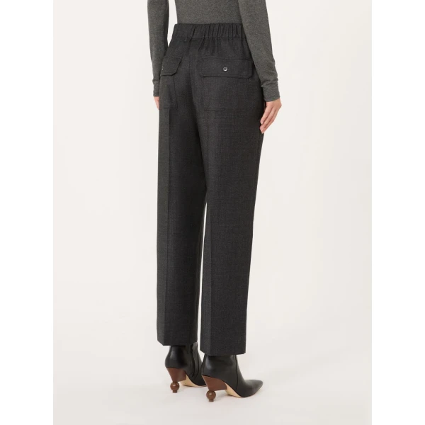 Max Mara Hateley Stretch Wool Flannel Trousers in Dark Grey | Tailored pants | Luxury Shoes 