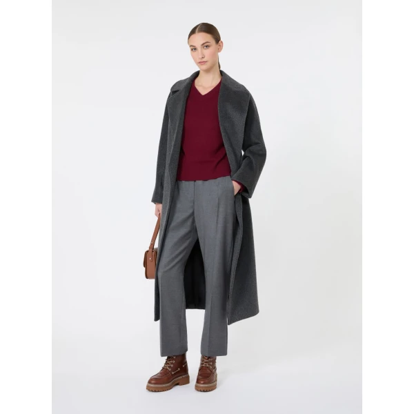 Max Mara Hateley Stretch Wool Flannel Trousers in Medium Grey | Tailored pants | Luxury Shoes 