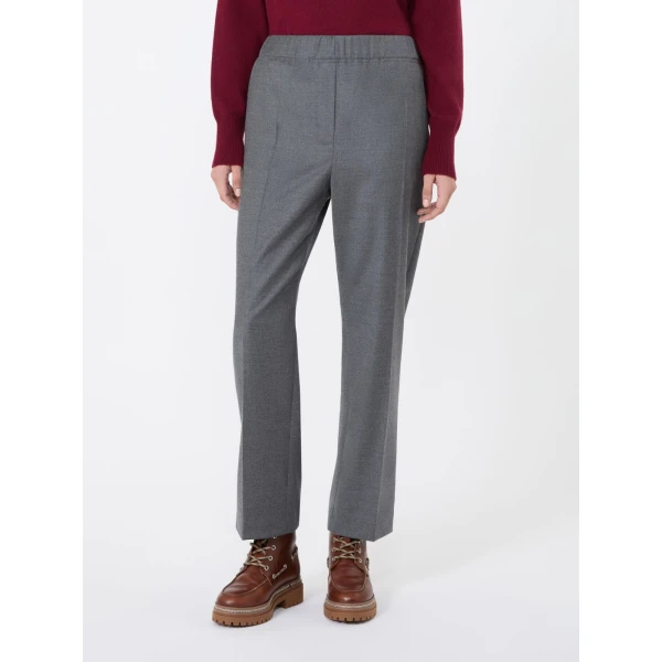 Max Mara Hateley Stretch Wool Flannel Trousers in Medium Grey | Tailored pants | Luxury Shoes 