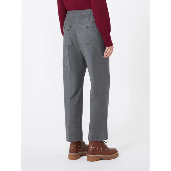 Max Mara Hateley Stretch Wool Flannel Trousers in Medium Grey | Tailored pants | Luxury Shoes 
