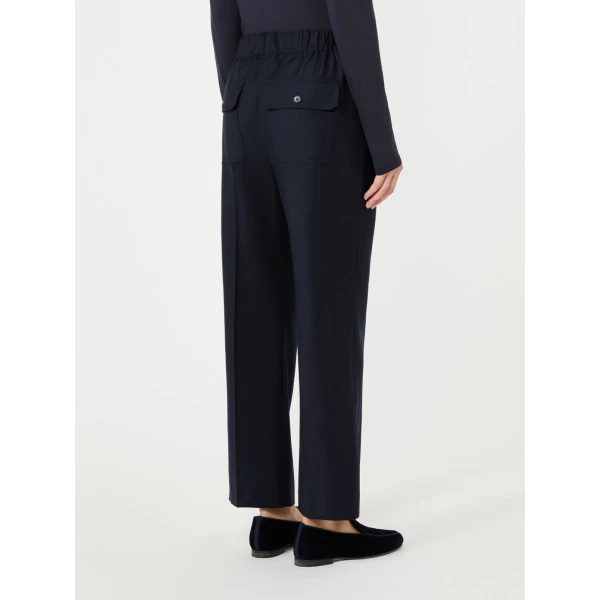 Max Mara Hateley Stretch Wool Flannel Trousers in Navy | Tailored pants | Luxury Shoes 