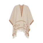 Max Mara Hilde Jacquard Wool Poncho in Beige | Jackets | Luxury Shoes 