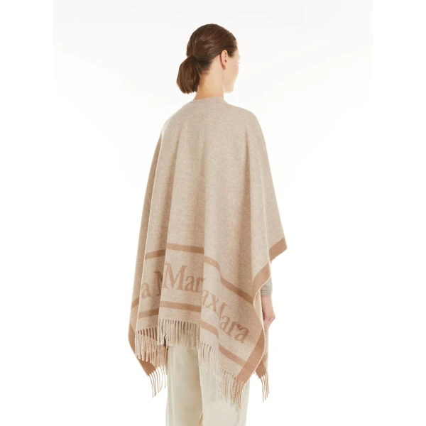 Max Mara Hilde Jacquard Wool Poncho in Beige | Jackets | Luxury Shoes 