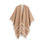 Max Mara Hilde Jacquard Wool Poncho in Camel | Jackets | Luxury Shoes 