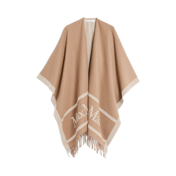 Max Mara Hilde Jacquard Wool Poncho in Camel | Jackets | Luxury Shoes 