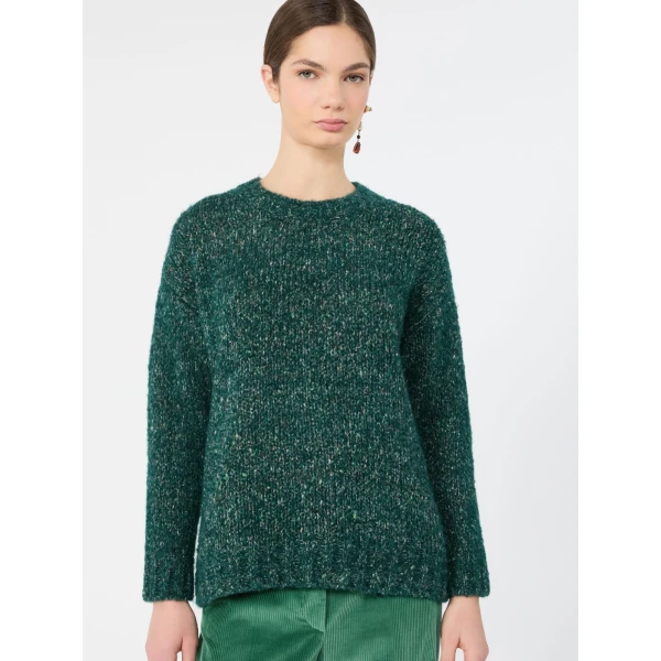 Max Mara Hobby Alpaca, Cotton and Wool Jumper in Dark Green | Sweaters | Luxury Shoes 