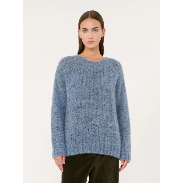 Max Mara Hobby Alpaca, Cotton and Wool Jumper in Light Blue | Sweaters | Luxury Shoes 