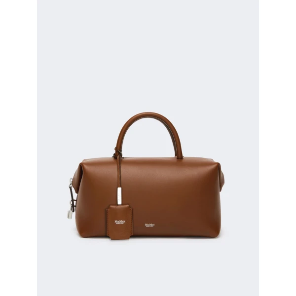 Max Mara Holdallm Medium Natural Leather Bowler Bag in Amber Brown | Totes & Top-Handle Bags | Luxury Shoes 