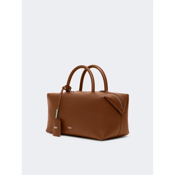 Max Mara Holdallm Medium Natural Leather Bowler Bag in Amber Brown | Totes & Top-Handle Bags | Luxury Shoes 