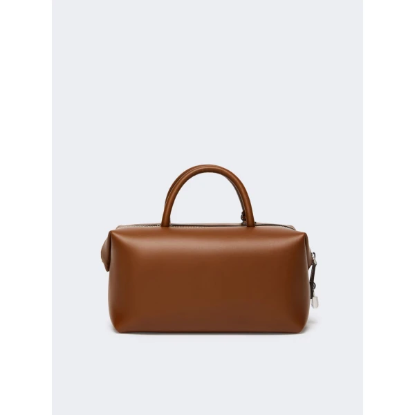 Max Mara Holdallm Medium Natural Leather Bowler Bag in Amber Brown | Totes & Top-Handle Bags | Luxury Shoes 