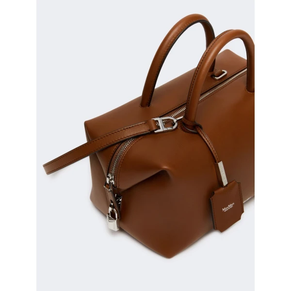 Max Mara Holdallm Medium Natural Leather Bowler Bag in Amber Brown | Totes & Top-Handle Bags | Luxury Shoes 
