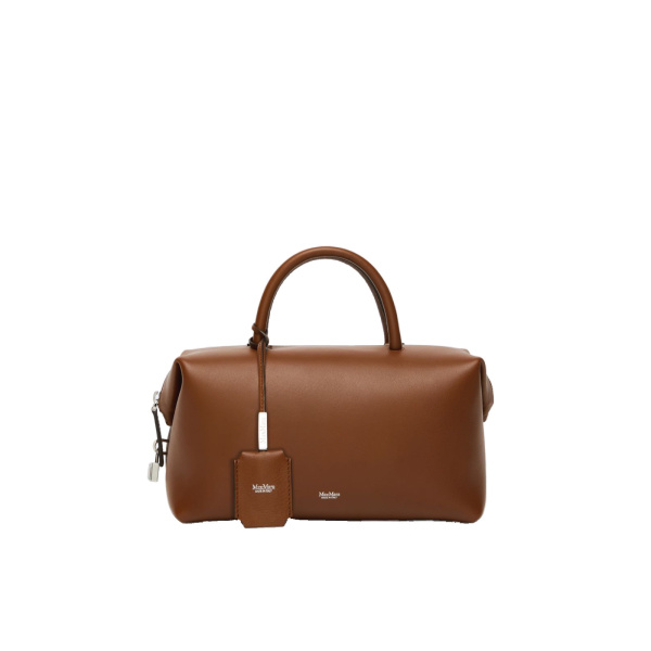 Max Mara Holdallm Medium Natural Leather Bowler Bag in Amber Brown | Totes & Top-Handle Bags | Luxury Shoes 