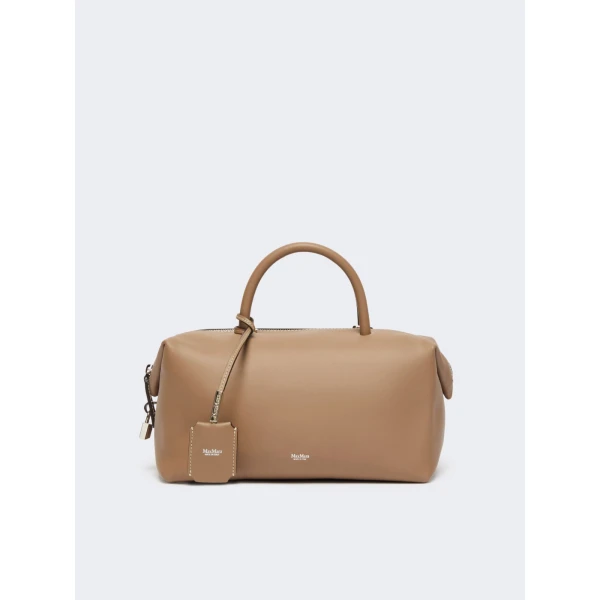 Max Mara Holdallm Medium Natural Leather Bowler Bag in Mud | Totes & Top-Handle Bags | Luxury Shoes 