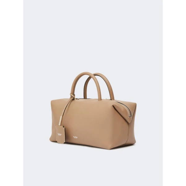 Max Mara Holdallm Medium Natural Leather Bowler Bag in Mud | Totes & Top-Handle Bags | Luxury Shoes 