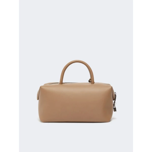 Max Mara Holdallm Medium Natural Leather Bowler Bag in Mud | Totes & Top-Handle Bags | Luxury Shoes 