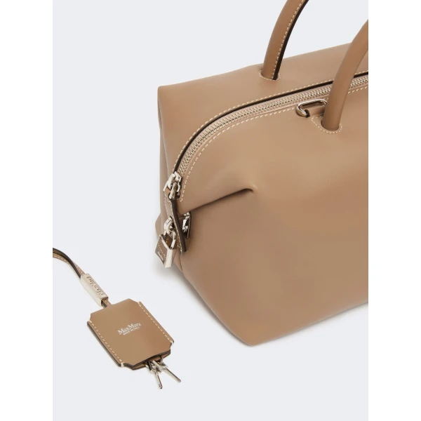 Max Mara Holdallm Medium Natural Leather Bowler Bag in Mud | Totes & Top-Handle Bags | Luxury Shoes 