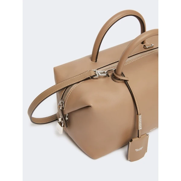 Max Mara Holdallm Medium Natural Leather Bowler Bag in Mud | Totes & Top-Handle Bags | Luxury Shoes 