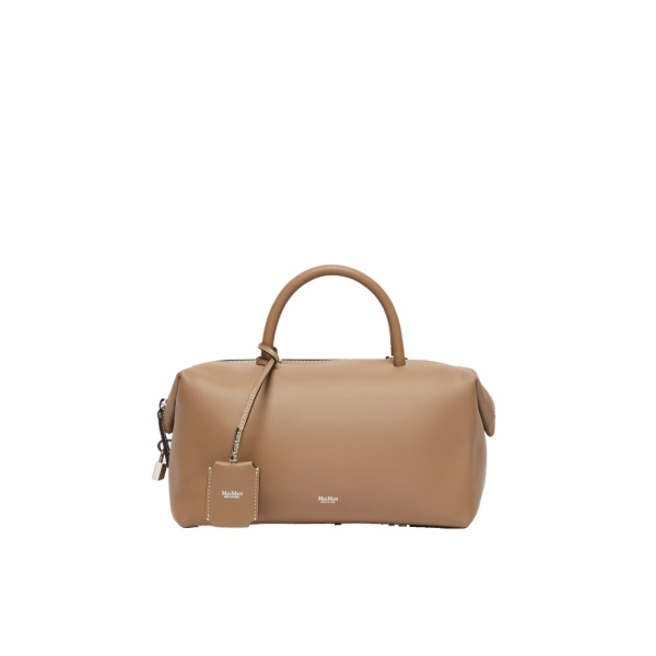 Max Mara Holdallm Medium Natural Leather Bowler Bag in Mud | Totes & Top-Handle Bags | Luxury Shoes 
