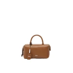 Max Mara Holdalls Small Natural Leather Bowler Bag in Amber Brown | Totes & Top-Handle Bags | Luxury Shoes 