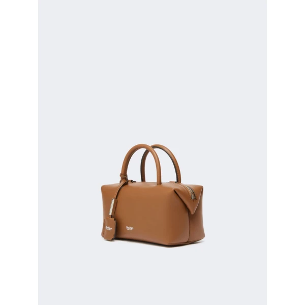 Max Mara Holdalls Small Natural Leather Bowler Bag in Amber Brown | Totes & Top-Handle Bags | Luxury Shoes 