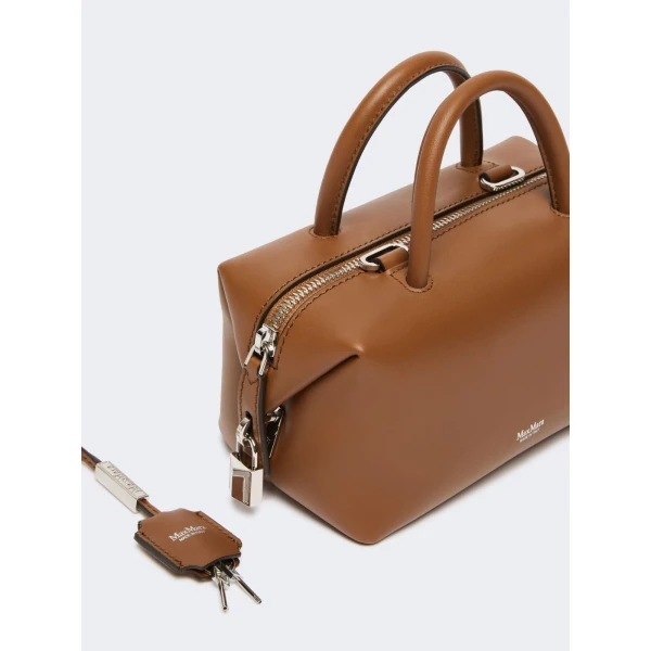 Max Mara Holdalls Small Natural Leather Bowler Bag in Amber Brown | Totes & Top-Handle Bags | Luxury Shoes 