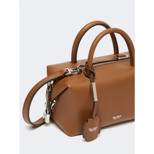 Max Mara Holdalls Small Natural Leather Bowler Bag in Amber Brown | Totes & Top-Handle Bags | Luxury Shoes 