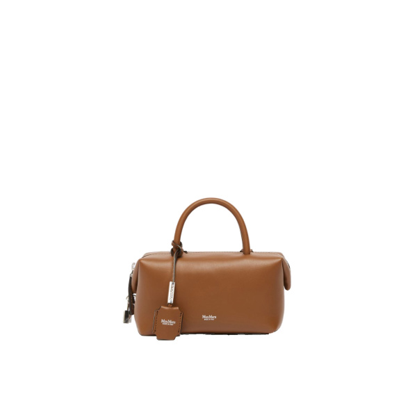 Max Mara Holdalls Small Natural Leather Bowler Bag in Amber Brown | Totes & Top-Handle Bags | Luxury Shoes 