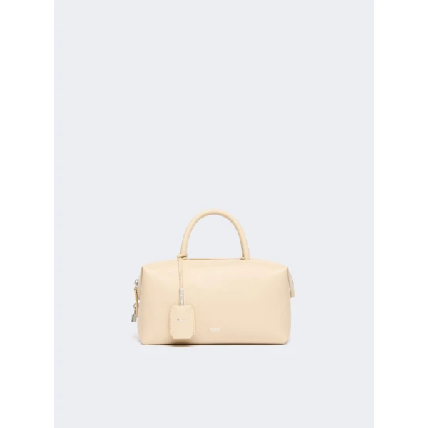 Max Mara Holdalls Small Natural Leather Bowler Bag in Beige | Totes & Top-Handle Bags | Luxury Shoes 