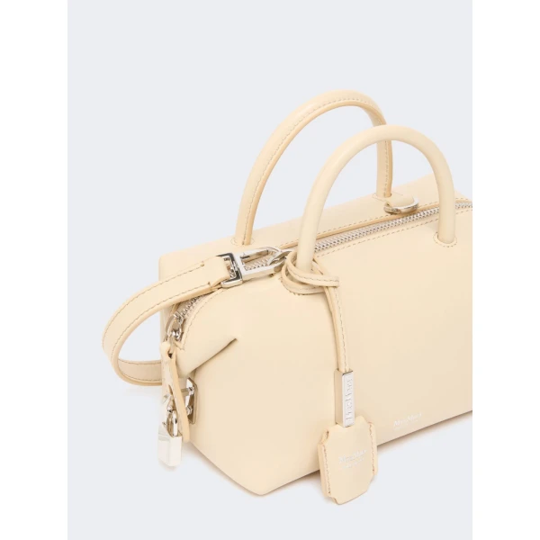Max Mara Holdalls Small Natural Leather Bowler Bag in Beige | Totes & Top-Handle Bags | Luxury Shoes 