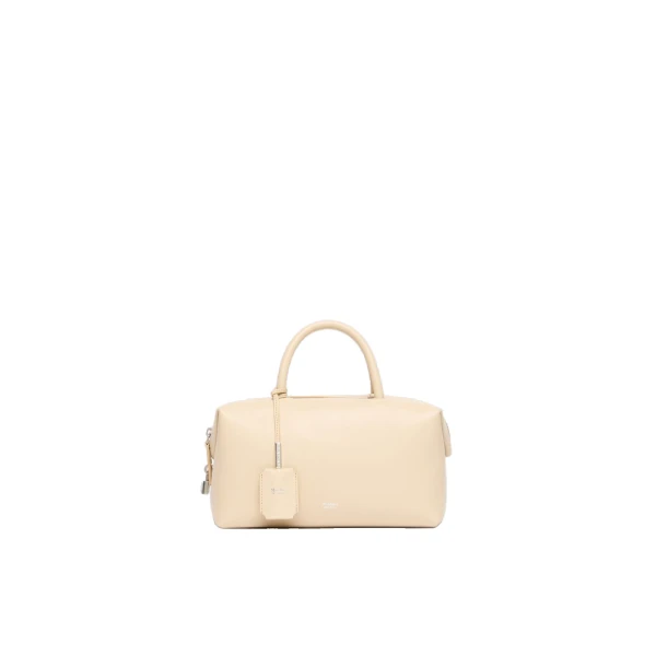 Holdalls Small Natural Leather Bowler Bag in Beige