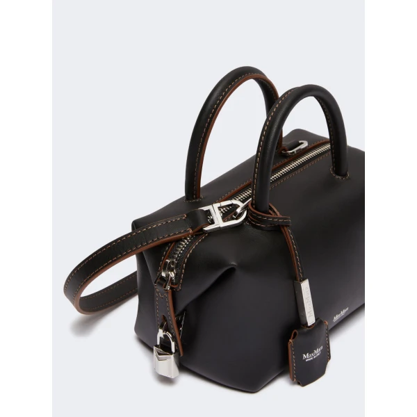 Max Mara Holdalls Small Natural Leather Bowler Bag in Black | Totes & Top-Handle Bags | Luxury Shoes 