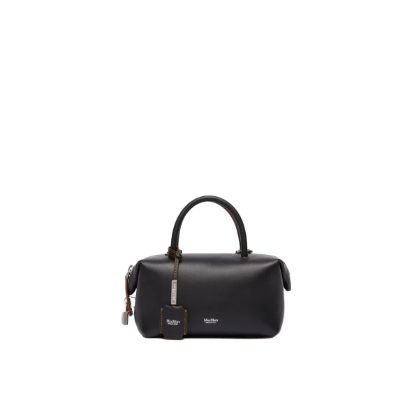 Holdalls Small Natural Leather Bowler Bag in Black