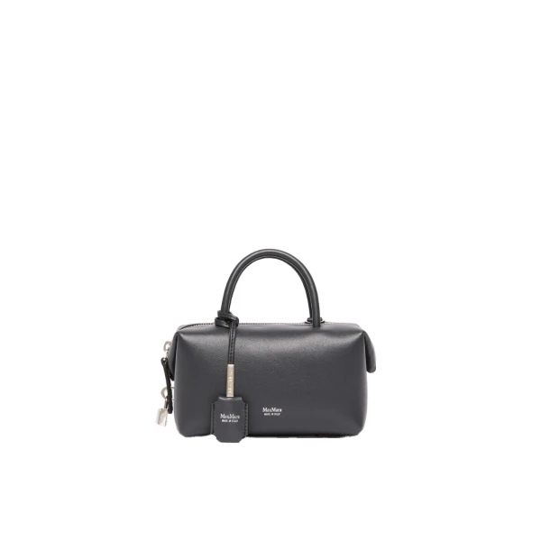 Holdalls Small Natural Leather Bowler Bag in Medium Grey