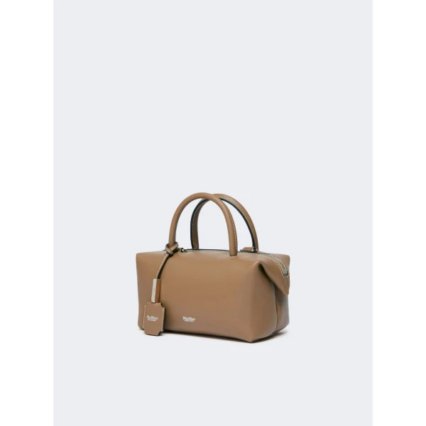 Max Mara Holdalls Small Natural Leather Bowler Bag in Mud | Totes & Top-Handle Bags | Luxury Shoes 