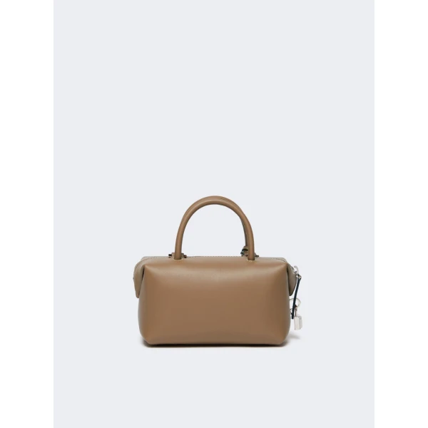Max Mara Holdalls Small Natural Leather Bowler Bag in Mud | Totes & Top-Handle Bags | Luxury Shoes 