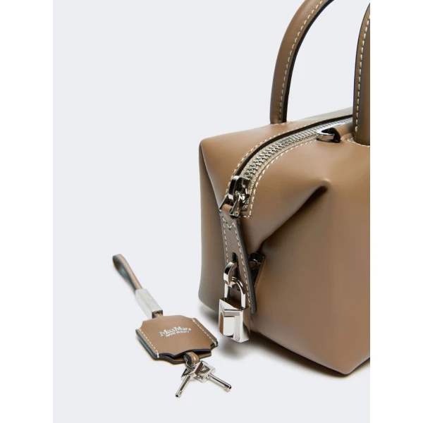 Max Mara Holdalls Small Natural Leather Bowler Bag in Mud | Totes & Top-Handle Bags | Luxury Shoes 