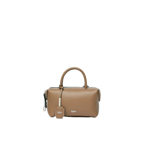 Max Mara Holdalls Small Natural Leather Bowler Bag in Mud | Totes & Top-Handle Bags | Luxury Shoes 