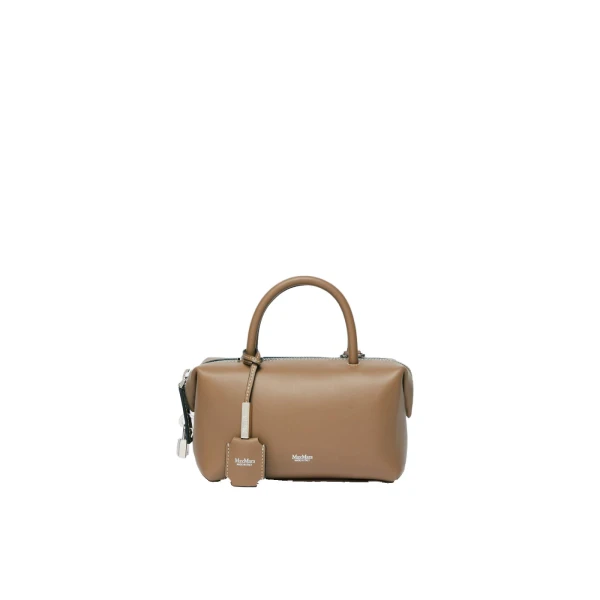 Holdalls Small Natural Leather Bowler Bag in Mud
