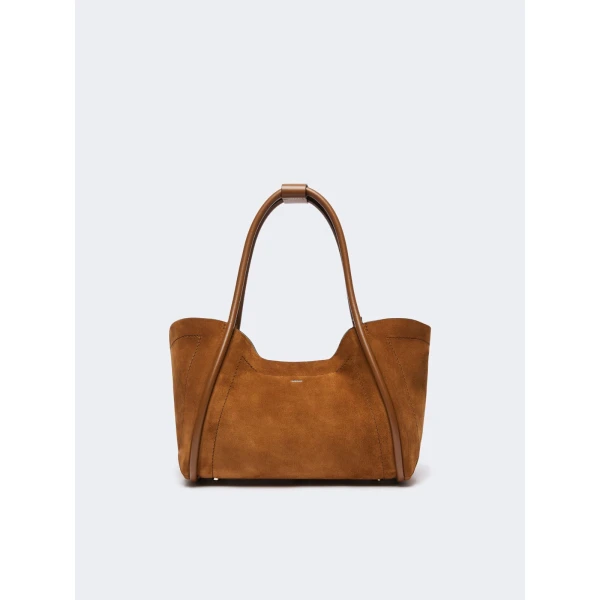 Max Mara Horizontal Suede Marine Bag in Amber Brown | Totes & Top-Handle Bags | Luxury Shoes 