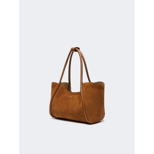 Max Mara Horizontal Suede Marine Bag in Amber Brown | Totes & Top-Handle Bags | Luxury Shoes 