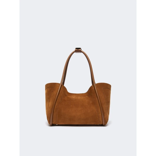 Max Mara Horizontal Suede Marine Bag in Amber Brown | Totes & Top-Handle Bags | Luxury Shoes 