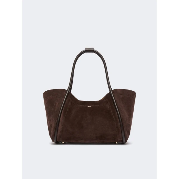 Max Mara Horizontal Suede Marine Bag in Dark Brown | Totes & Top-Handle Bags | Luxury Shoes 