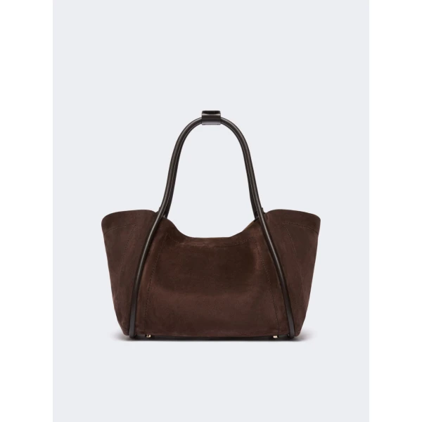 Max Mara Horizontal Suede Marine Bag in Dark Brown | Totes & Top-Handle Bags | Luxury Shoes 