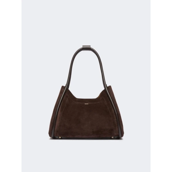 Max Mara Horizontal Suede Marine Bag in Dark Brown | Totes & Top-Handle Bags | Luxury Shoes 