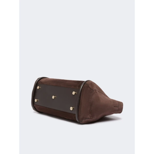 Max Mara Horizontal Suede Marine Bag in Dark Brown | Totes & Top-Handle Bags | Luxury Shoes 