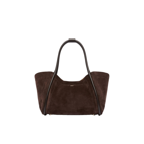 Max Mara Horizontal Suede Marine Bag in Dark Brown | Totes & Top-Handle Bags | Luxury Shoes 