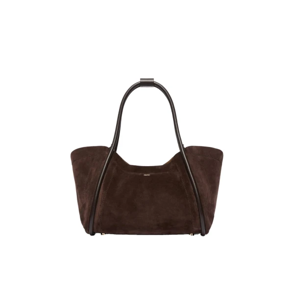 Horizontal Suede Marine Bag in Dark Brown